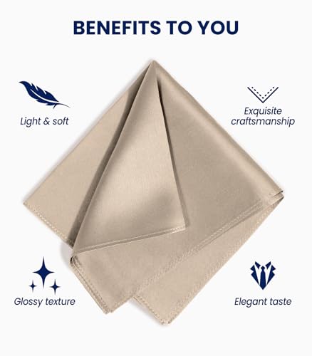 Image of Selected Hanky 100% Pure Silk Pocket Square for Men | 100% Mulberry Silk with hand-rolled edges; pairs with a suit, blazer, or tuxedo for weddings, formal events, and daily wear.