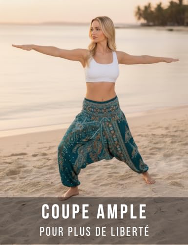 Pantalon sarouel 100% viscose respirant pour yoga et coupe ample