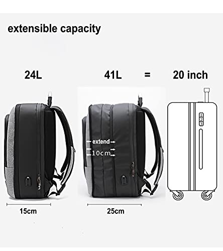 Image of Arctic Hunter Travel Backpack 180 Opening Clothing Pocket 17-inch Laptop Compartment 41L Expandable Design 3 in 1 Convertable Bag Water-resistant Multiple Pockets USB Charging Port
