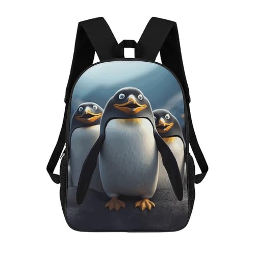 Funny Penguins Backpack for Men Women, Heavy Duty Backpack Large Capacity, Durable Lightweight Travel Daypack