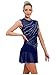 Winnrchan Lyrical Dance Costume for Women Rhinestone Figure Skating Dresses Sleeveless Ballet Dancewear Navy Blue Small