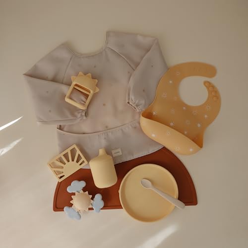 mushie Long Sleeve Baby Bib | Water Resistant Adjustable Fit for Ages 6-24 Months3