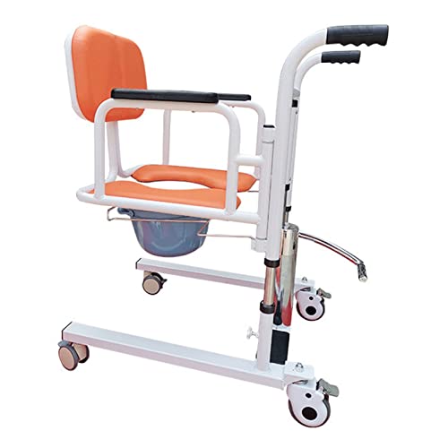 家庭用油圧式患者リフト車椅子、ポータブルベッドサイド便器椅子180°スプリットシート付きスチール製輸送用椅子高齢者障害者用輸送用車椅子(A)