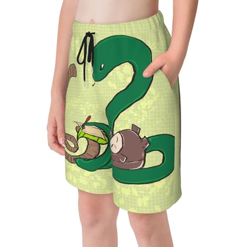 Sunflower Seeds Earthworm Snake Large Youth Beach Pants, Soft and Breathable, with Drawstring Waist, Suitable for Sports and Leisure. Black4