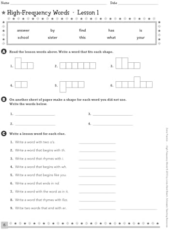 Scholastic Teaching Resources High-Frequency Words, Grades 3-6
