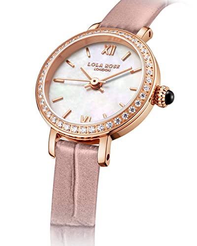 Lola Rose Women's Mother-Of-Pearl Watch With Zircon And Pink Leather Strap #TOP1