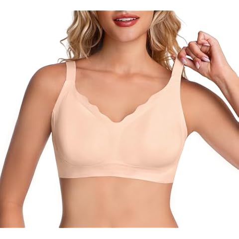 Wireless Bras for Women with Support, No Wire Push Up Bra, No Underwire Soft Padded Comfort Bralettes T-Shirt Everyday Bras Skin Cover