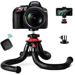 Tipos De Tripode Para Celular Fotopro Móvil Trípode, Flexible Tripode con Rótula de Bola, Mini Trípode con Bluetooth, Portátil Trípode con Tornillo 1/4'' para iPhone, Samsung Galaxy, Huawei, Gopro