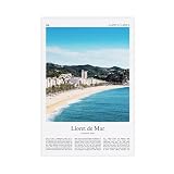 Lloret De Mar - Póster fotográfico real de Lloret De Mar con impresión a color, póster de viaje, regalo de Cataluña, España, impresión minimalista, lienzo decorativo, sin marco, 50,8 x 76,2 cm