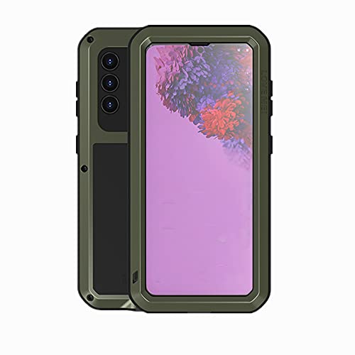 LOVE MEI for Samsung Galaxy S21 5G Case,Outdoor Sports Military Heavy Duty Metal Cover Waterproof Shockproof Dustproof Full Body Protective Case with Built in Tempered Glass Screen Protector (Green)