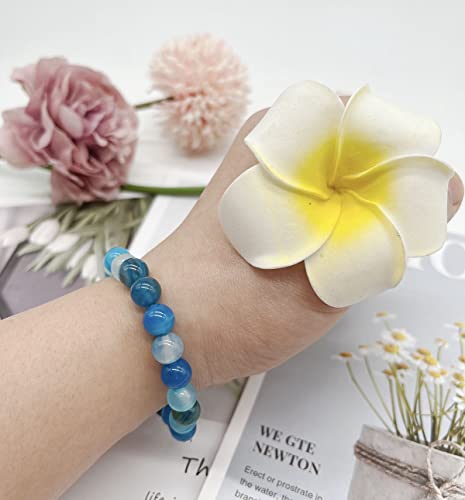 Wainis 12Pcs 8Mm Semi-Precious Beaded Bracelets For Men Women Healing Stretch Round Bead Crystal Gemstones Bracelets Unisex #TOP5