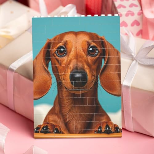 STVYUKL Dachshund Dog Building Block Puzzle Personalized Building Bricks for Adults Square Shaped Block Puzzle Building Family Keepsake DIY Brick Block Puzzles Valentine's Day Gifts