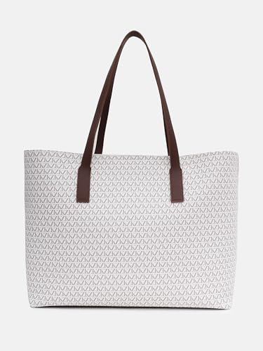 Image of Kazo Signature Shopper | Premium Faux Leather Tote Bag with Detachable Pouch | Elegant Structured Handbag for Work & Travel | Off-White