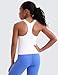 CRZ YOGA Girls Butterluxe Double Lined Tank Tops Waist Length High Neck Racerback Sleeveless Teen Kids Active Casual Dance White Medium
