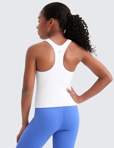 Image of CRZ YOGA Girls Butterluxe Double Lined Tank Top | Dance, Extremely Soft, Tight Fit, Waist Length, High Neck, Athletic, Sleeveless Shirts for Teen
