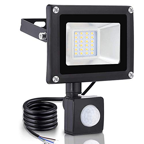 20w Foco led exterior Proyector,Foco sensor de movimiento ,Led Floodlight para Exterior Iluminación Decoración IP 65 ,3000K blanco Cálido,foco para Jardín, Garaje
