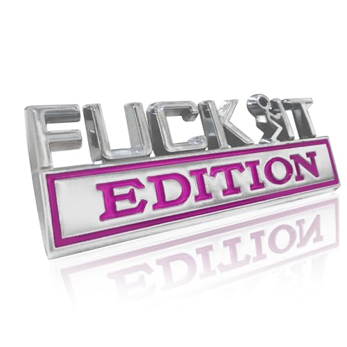 Image of Fuck IT Edition Emblem, Car Exterior Emblems Badge 3D Sticker Decal, Fuck-IT Edition Emblem 3D Fender Badge Decal, 3D Fender Badge Decal Car Truck Replacement, Fit for All Cars (Sliver Purple)
