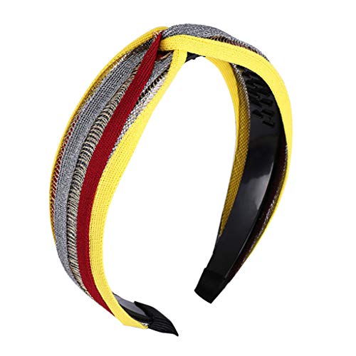 HNTDG Women Bow Knot Stripe Hollow Hairband wide-brimmed Hair Sweet Girls Head Hoop