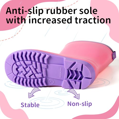 Pink Cat Toddler Rain Boots for Girls - Waterproof Non-Slip with Protective Cuff, Garden & Puddle Play Shoes4