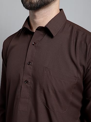 Image of Jompers Men's Cotton Solid Pathani Kurta With Pant