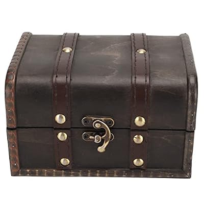 Jwthee Wooden Storage Box, Wooden Treasure Box Vintage Old Grey Storage Chest, Elegant Jewelry Organizer for Necklace Earrings, Retro Keepsake Container for Gifts