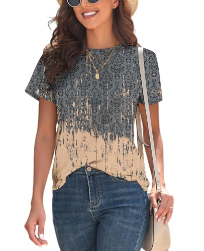 Image of KevaMolly Basic T Shirts for Women UPF 50+ Short Sleeve Casual Summer Tops Trendy Solid Loose Fit Crew Neck Tees Tshirt