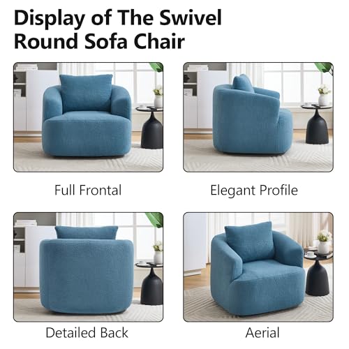 Sillón giratorio peluche azul miniatura 6