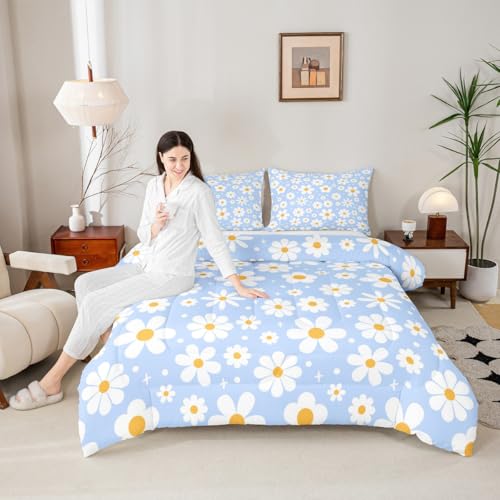 Image of Daisy Flower Groovy Comforter Set Toddler Size Kids Boys Girls Bedding