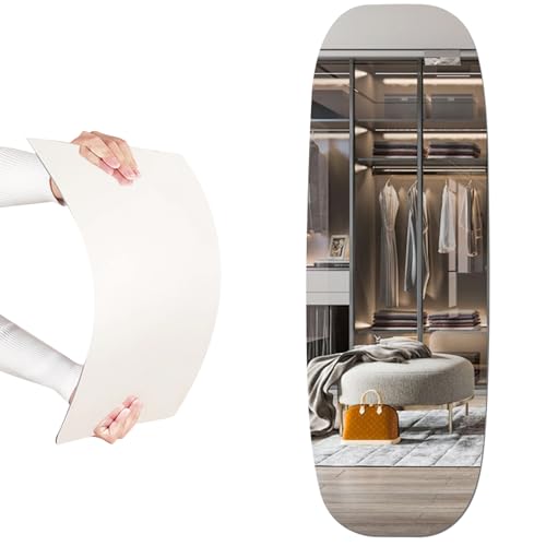 iCAGY Acrylic Full Body Mirror - Self-Adhesive Shatterproof Wall Mirror, Ultra-Thin 0.06” Lightweight for Home Gym, Bedroom, Closet Door - Frameless Easy Install (1, Oval, 16