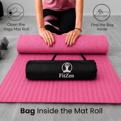 Image of Yoga Mat for Women and Men 6mm with Carry Strap EVA Material Extra Thick Exercise Mat for Workout Yoga Fitness Pilates and Meditation, Anti Tear Anti Slip For Home & Gym Use (Pink, 6mm)
