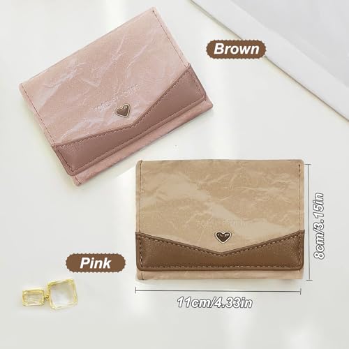 Woman Wallet, PU Leather Card Wallet With Button and ID Card Window Ladies Credit Card Wallet For Cards Cash(Brown)3
