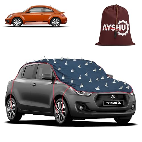 Image of AYSHU Water-Resistant Spike Car Cover for Volkswagen Beetle - Protects from Dogs, Monkeys, Dust, Sunlight & UV - Full Roof Universal Fit