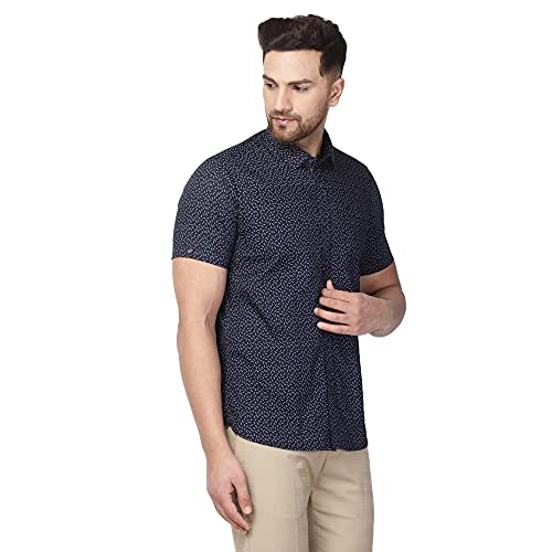 Image of blackberrys Navy Blue Coloured Men Shirt (Size: 40)-ES-SP-PR-Shine-HS # Navy