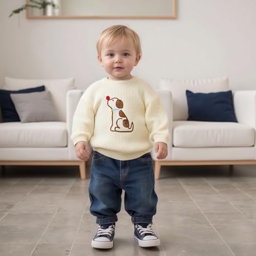 Kids Warm Sweater Long Sleeve Crew Neck Embroidery Dog Winter Sweater Clothes for Girls Boys4