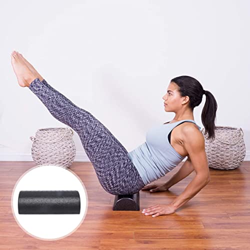 Rodillo de espuma fitness Yoga Rodillo de espuma medio redondo Masajeador muscular Rodillo para casa gimnasio 11.85x5.91x2.95in (30cm) Negro miniatura 5