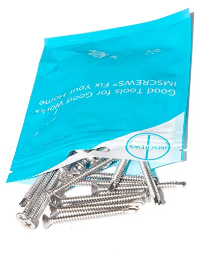 Image of IMScrews 50pcs #10 x 2 Stainless Flat Head Phillips Self Drilling Screws, 410 Stainless Steel Full Thread Sheet Metal Tek Wood to Metal Screws