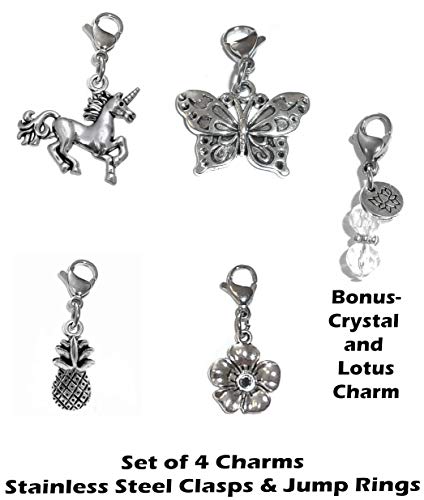 Image of Hidden Hollow Beads 4 Clip On Charms for Purse, Handbag, Keychain, Zipper Pull, Backpack, Jewelry Accessory, USA