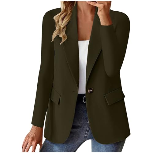 Womens Casual Blazers Business Casual Dressy Long Sleeve Single Button Open Front Jacket Lightweight Blazer Work Coat