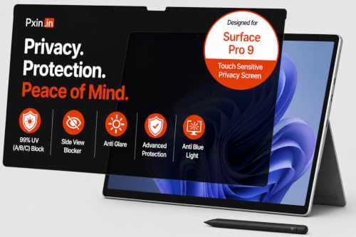 Image of Pxin Aura | Compatible with Microsoft Surface Pro 9 | Touch Sensitive Privacy Screen | Anti Blue | Anti Glare | UltraThin for Hyper Touch | Anti UV | Privacy Filter