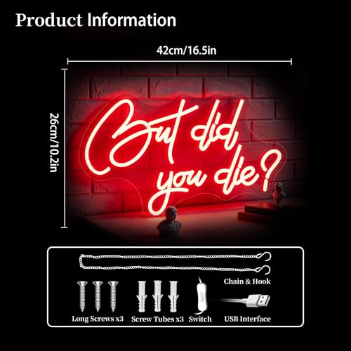 Image of But Did You Die Neon Sign Led Neon Lights Neon Signs for Wall Decor Light Up Sign for Birthday Party Club Gift