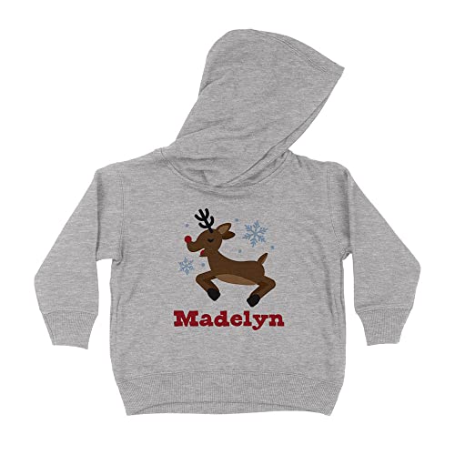 Reindeer Madelyn Christmas Kids Hoodie Sweatshirt Toddler 2T Heather Grey