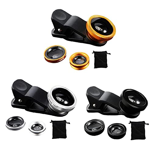 Telefon Fisheye-Objektiv 3in1, Handy-Kamera-Objektiv-Kit Weitwinkelobjektiv Makro-Objektiv Fischaugenlinse (Silber… – Bild 5