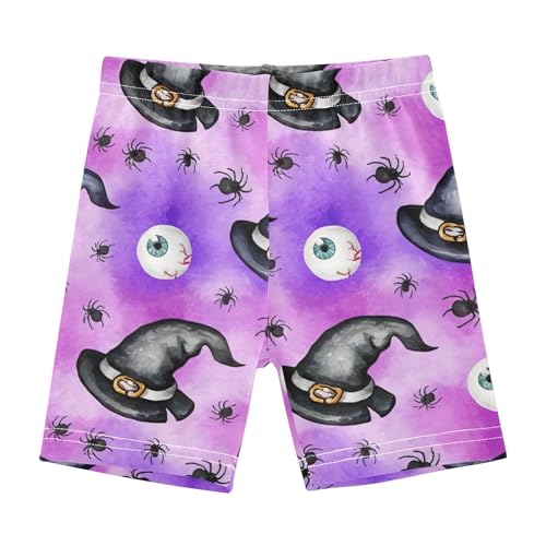 Joisal Toddler Girls Biker Shorts Cotton Shorts for Under Skirts Halloween Witch Hats Purplel Children 4t