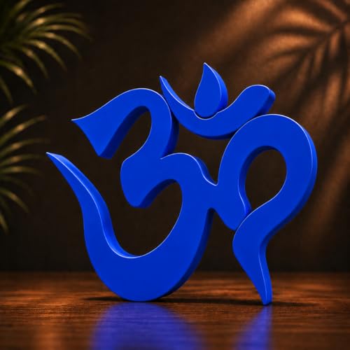 Image of Mad Masters Om Hindu Religious Table Decor - Aesthetic Desk, Shelf & Wall Showpiece for Home, Mandir, Office, Business | Vastu Friendly Gift, Royal Blue (15.2 x 12.7 x 2.5 cm)