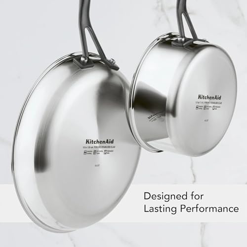 KitchenAid Stainless Steel Cookware Induction Pots and Pans Set, 10-Piece | polished steel, versatility, 5 ply stainless steel cookware set, oven safe to 500Â°F, cooking pots and pans set, pot and pans - image 5