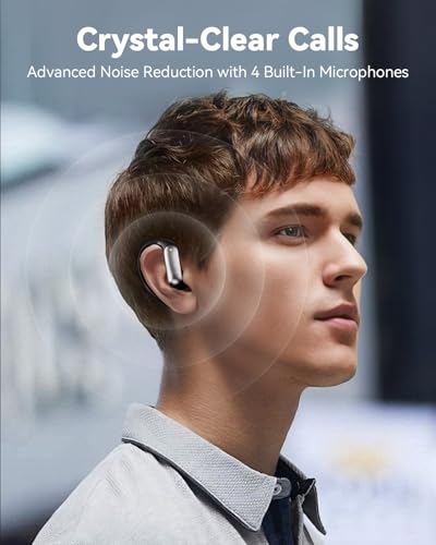 Wentronic Open Ear Headphones, Wireless Earbuds Bluetooth 5.4 with Digital Display, Secure Earhook, 48H Playtime, Enhanced Sound, Clear Calls, IP55 Waterproof Ultra-Light Sports Headphones - Grey — view 6