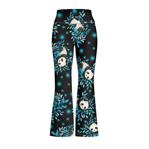 Girls Summer Flare Yoga Pant Bear Legging for Kids Soft Breathable Bell Bottom Trouser Cute Print Yoga Pants