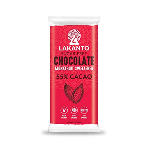 Lakanto Sugar Free Chocolate Bars - Dark Chocolate, Sweetened with Monk Fruit Sweetener, 3g Net Carbs, Keto, Gluten Free, All Natural, Snack, Hot Chocolate, Truffle (Original Chocolate)