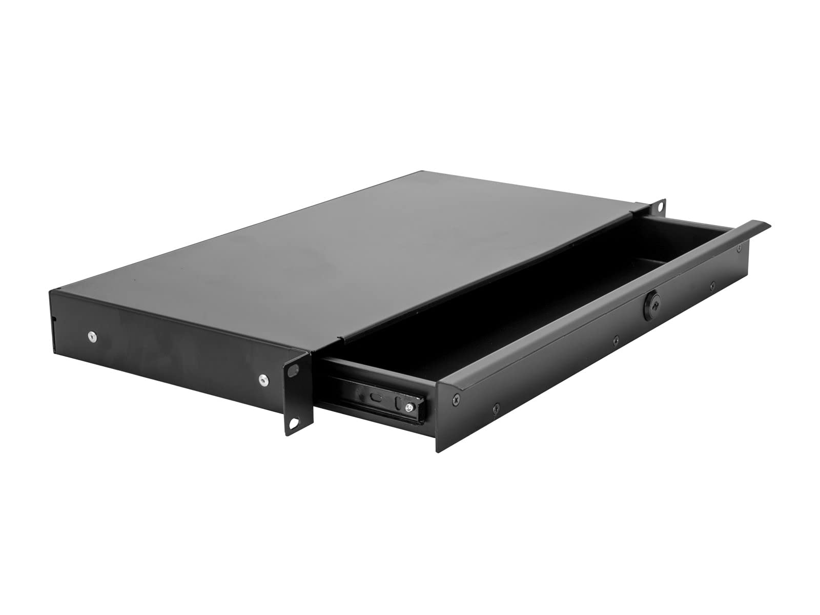 OMNITRONIC Rackschublade KE-1 Rackschublade mit Schloss 1HE | Abschließbare Schublade für 19" Racks
