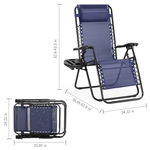image for Sweetcrispy Zero Gravity Chairs, Set of 2 Portable Recliner Beach Camp